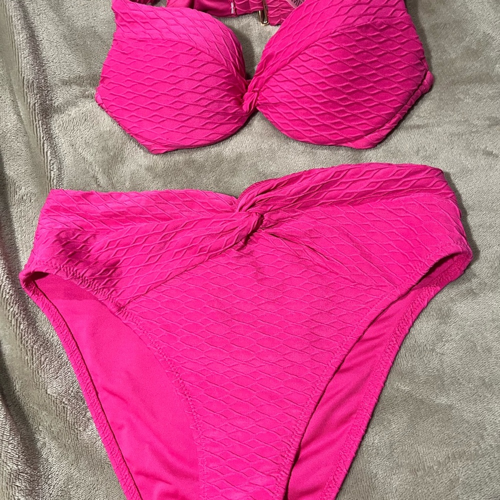 Vibrant Pink Textured Bikini Set